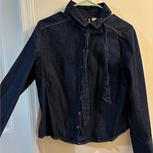 Divided Dark Blue Denim Button-Up Top